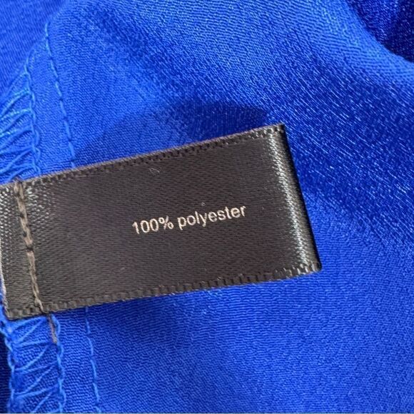 The Limited Cutouts Tie Neck Shimmer Crepe Blouse Blue XS - Picture 10 of 12